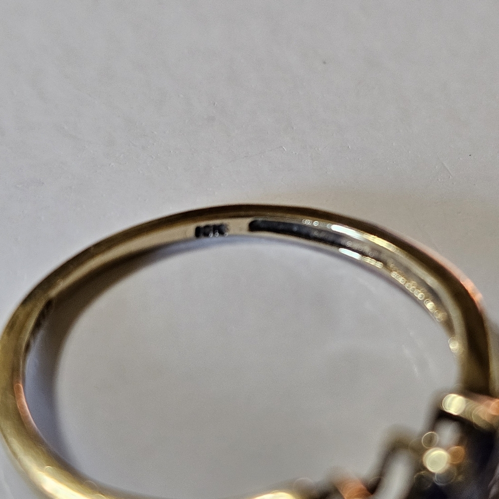Solid 10K Gold Marquise Cut Genuine Tanzanite & Diamond Ring Size 7 - Picture 9 of 17